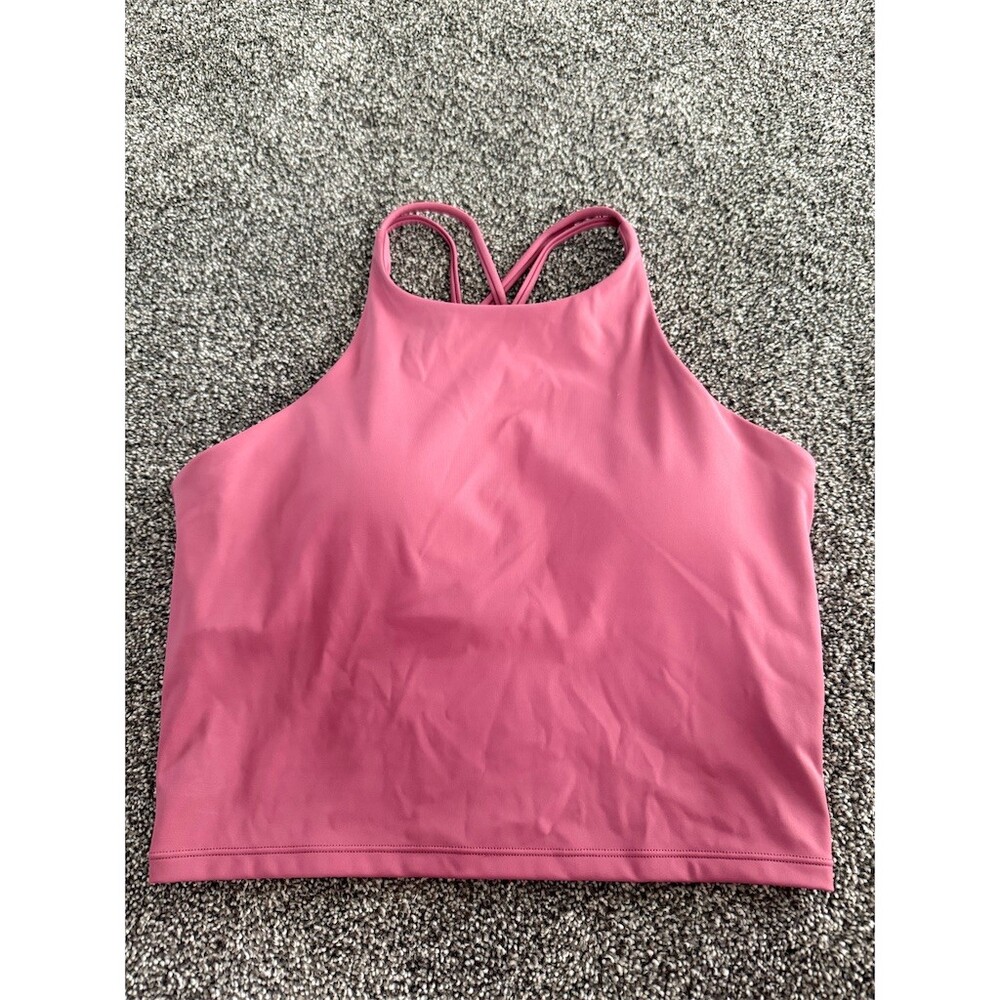 Sports Bra Tank Top Womens M Pink High Neck Longline Crossback